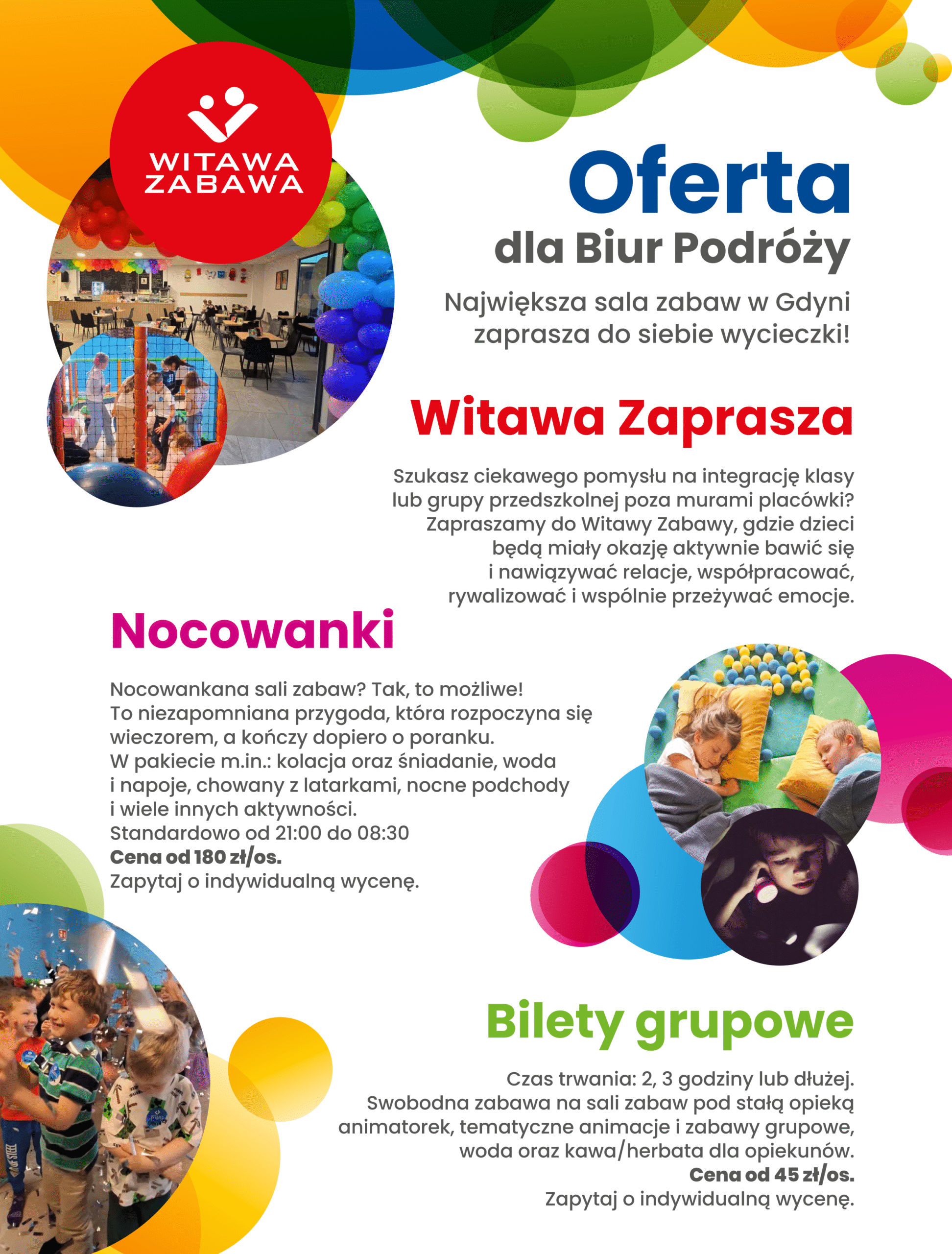 Oferta dla biuro podróży sala zabaw Witawa Zabawa Gdynia Witomino